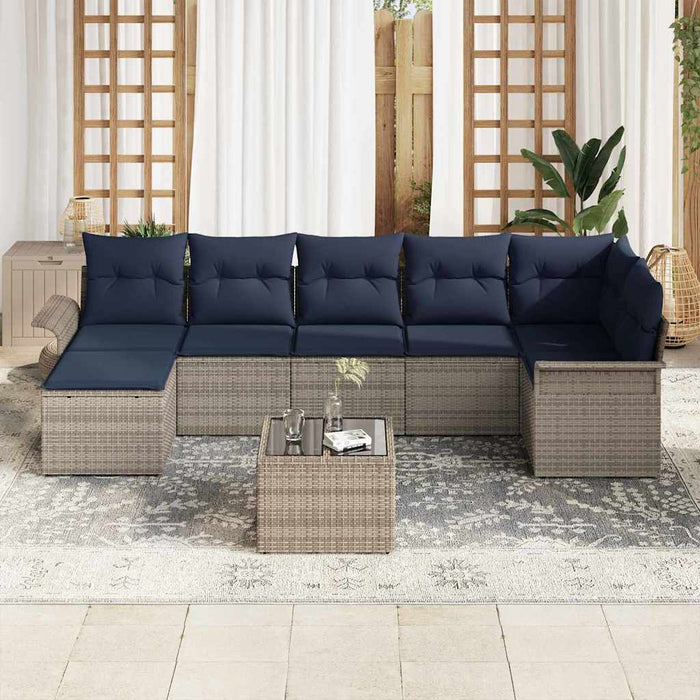 Set de canapele pentru grădină cu pernă 8 pcs Gri Rattan poli - WALTI WALTI