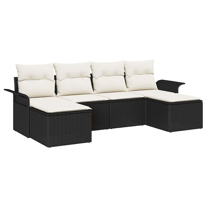 Set de canapele pentru grădină cu pernă 6 pcs Negru Rattan poli - WALTI WALTI