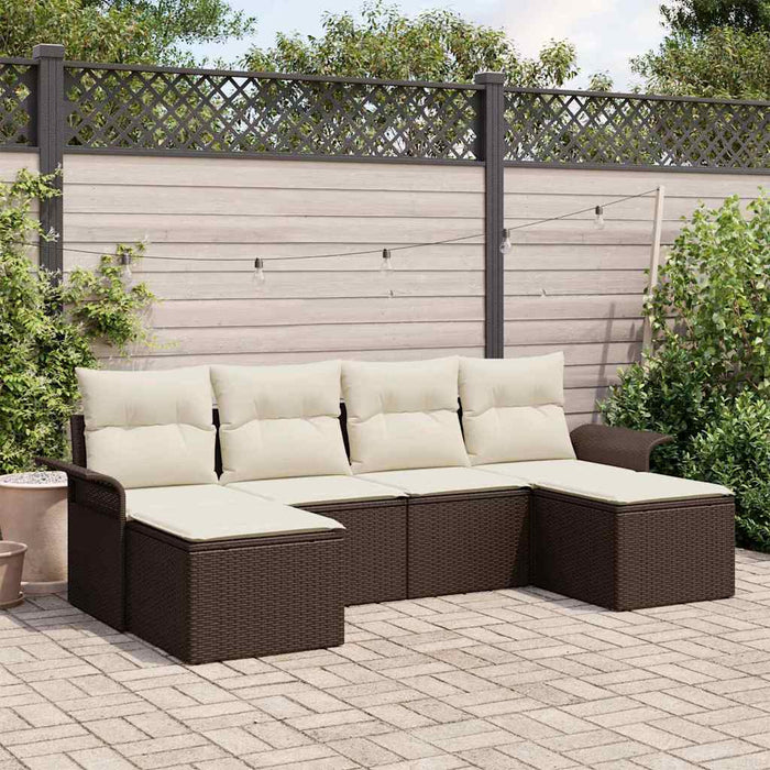 Set de canapele pentru grădină cu pernă 6 pcs Maro Rattan poli - WALTI WALTI