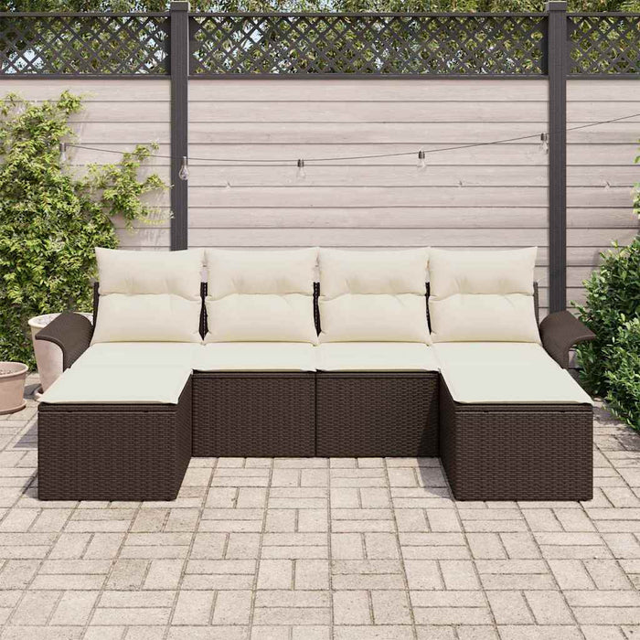 Set de canapele pentru grădină cu pernă 6 pcs Maro Rattan poli - WALTI WALTI