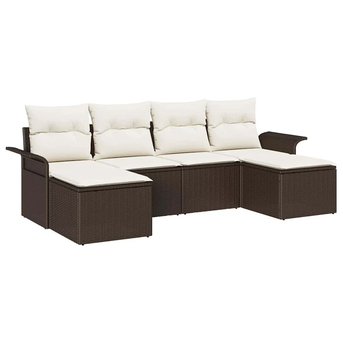 Set de canapele pentru grădină cu pernă 6 pcs Maro Rattan poli - WALTI WALTI