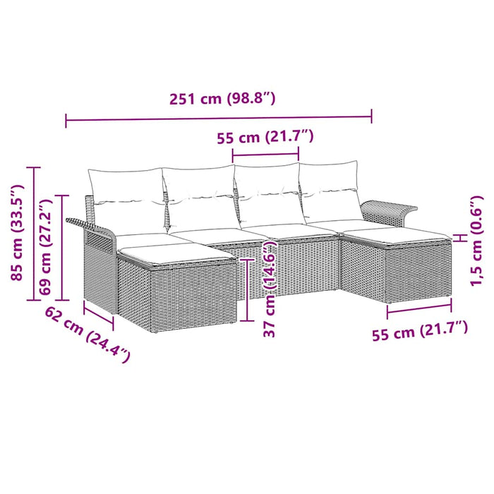 Set de canapele pentru grădină cu pernă 6 pcs Maro Rattan poli - WALTI WALTI