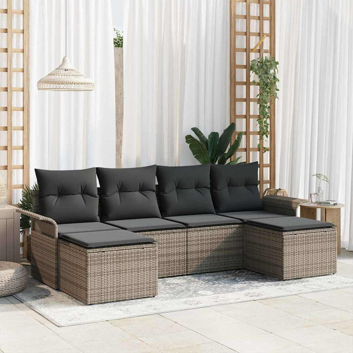 Set de canapele pentru grădină cu pernă 6 pcs Gri Rattan poli - WALTI WALTI