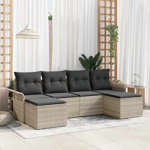 Set de canapele pentru grădină 6 pcs Gri deschis Rattan poli - WALTI WALTI