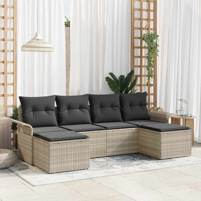Set de canapele pentru grădină 6 pcs Gri deschis Rattan poli - WALTI WALTI