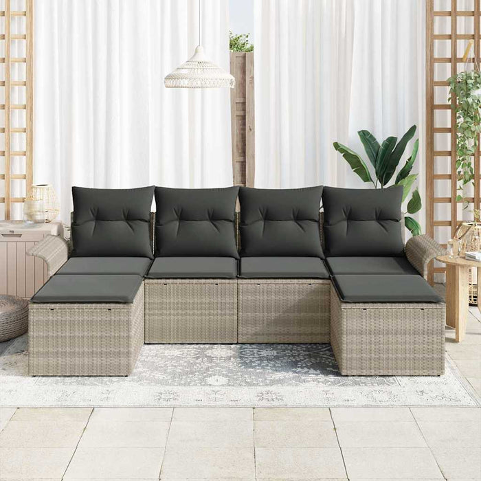 Set de canapele pentru grădină 6 pcs Gri deschis Rattan poli - WALTI WALTI