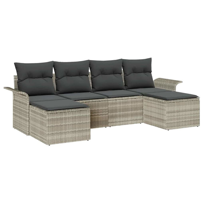 Set de canapele pentru grădină 6 pcs Gri deschis Rattan poli - WALTI WALTI