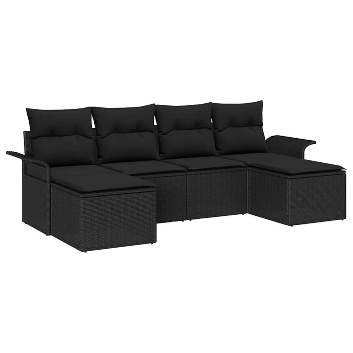 Set de canapele pentru grădină cu pernă 6 pcs Negru Rattan poli - WALTI WALTI