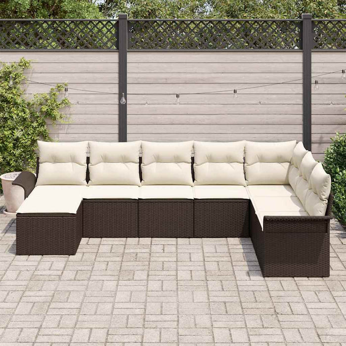 Set de canapele pentru grădină cu pernă 8 pcs Maro Rattan poli - WALTI WALTI