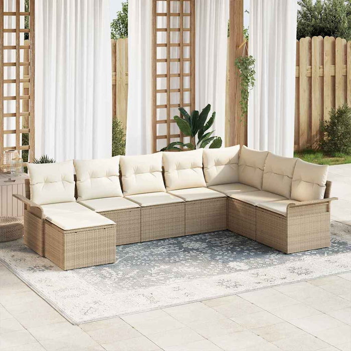 Set de canapele pentru grădină cu pernă 8 pcs Bej Rattan poli - WALTI WALTI