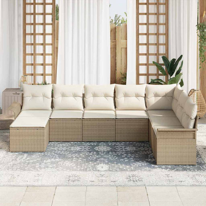 Set de canapele pentru grădină cu pernă 8 pcs Bej Rattan poli - WALTI WALTI