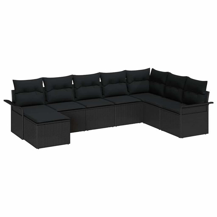 Set de canapele pentru grădină cu pernă 8 pcs Negru Rattan poli - WALTI WALTI