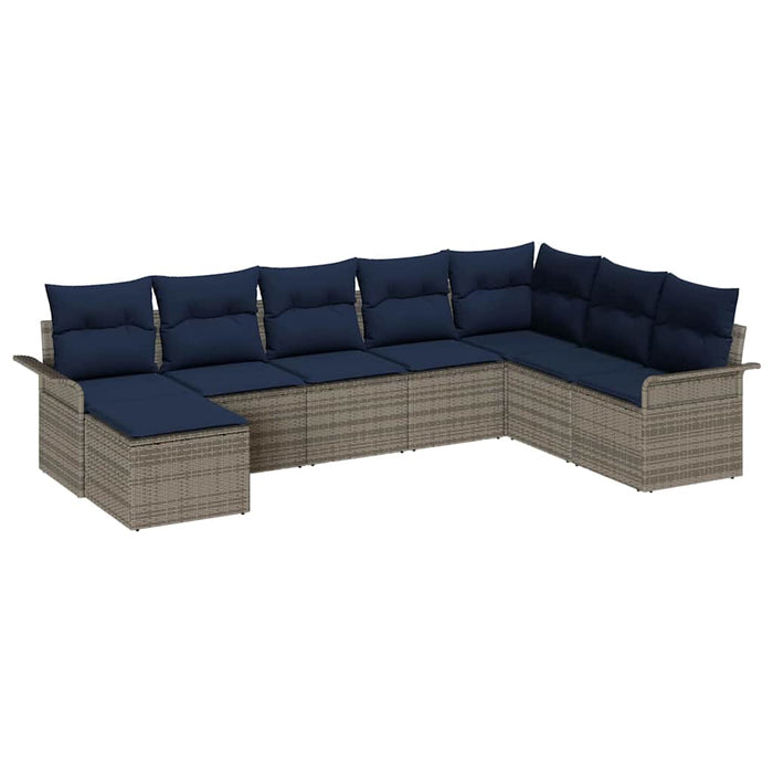 Set de canapele pentru grădină cu pernă 8 pcs Gri poliratan - WALTI WALTI