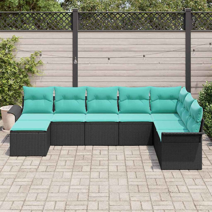 Set de canapele pentru grădină cu pernă 8 pcs Negru poliratan - WALTI WALTI