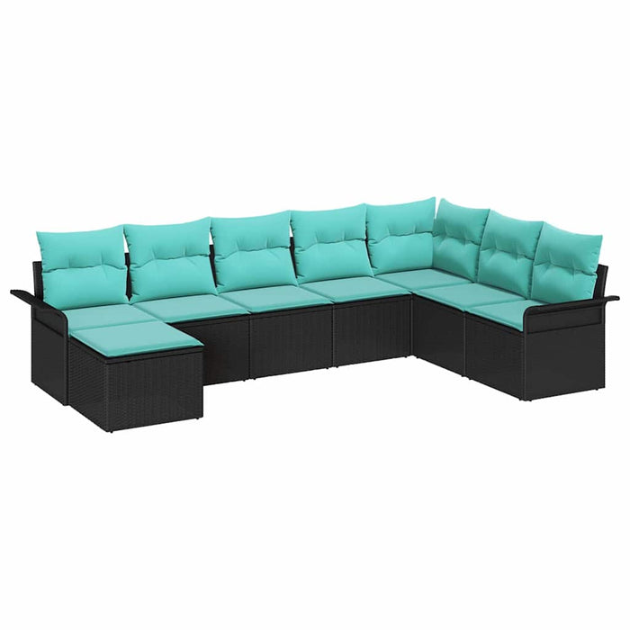 Set de canapele pentru grădină cu pernă 8 pcs Negru poliratan - WALTI WALTI