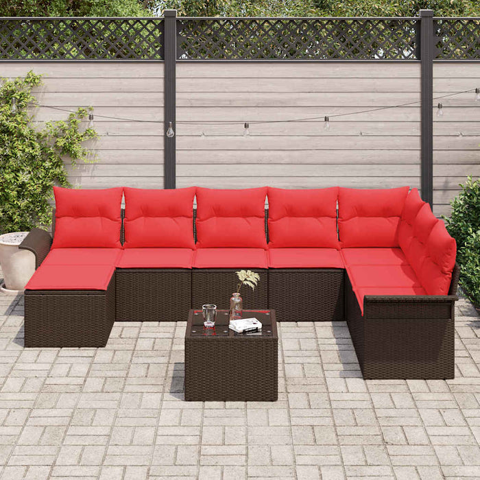 Set de canapele pentru grădină cu pernă 9 pcs Maro poliratan - WALTI WALTI