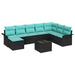 Set de canapele pentru grădină cu pernă 9 pcs Negru poliratan - WALTI WALTI