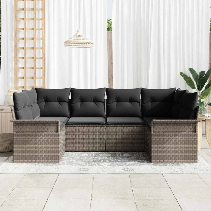 Set de canapele pentru grădină cu pernă 6 pcs Gri Rattan poli - WALTI WALTI