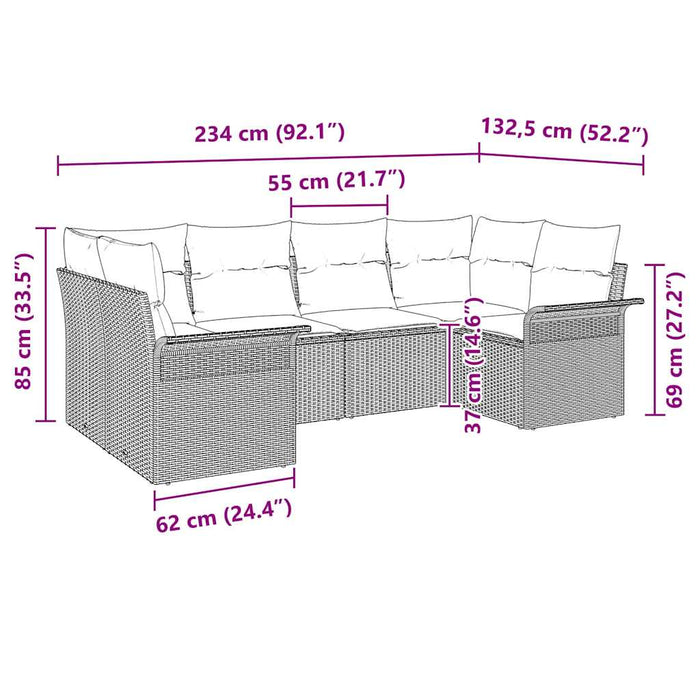 Set de canapele pentru grădină cu pernă 6 pcs Bej Rattan poli - WALTI WALTI