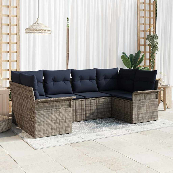 Set de canapele pentru grădină cu pernă 6 pcs Gri poliratan - WALTI WALTI