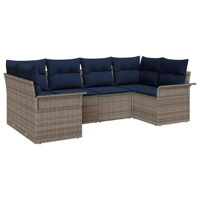 Set de canapele pentru grădină cu pernă 6 pcs Gri poliratan - WALTI WALTI