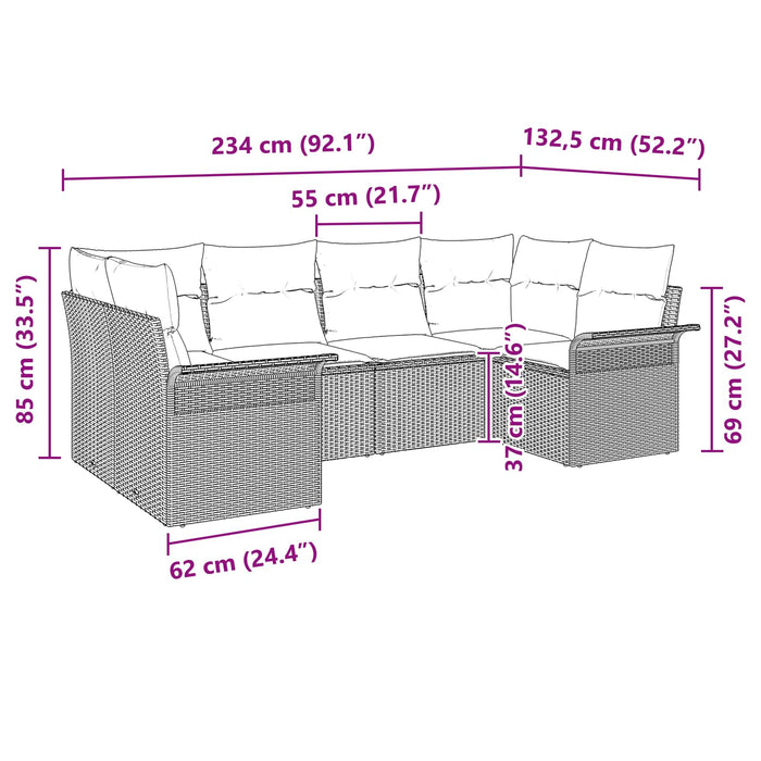Set de canapele pentru grădină cu pernă 6 pcs Gri poliratan - WALTI WALTI