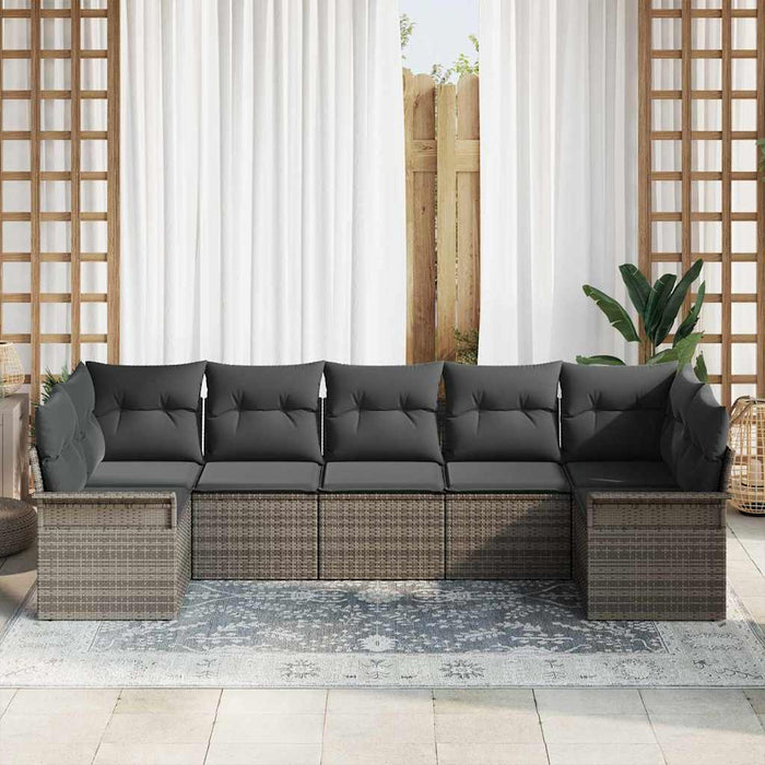 Set de canapele pentru grădină cu pernă 7 pcs Gri Rattan poli - WALTI WALTI