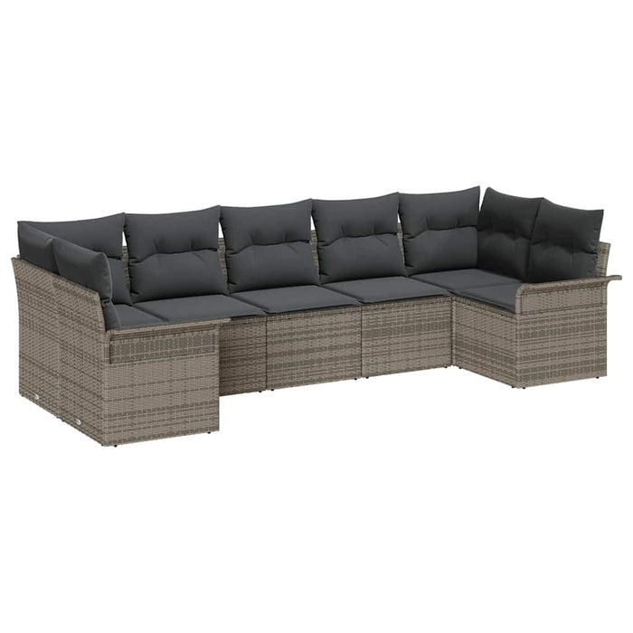 Set de canapele pentru grădină cu pernă 7 pcs Gri Rattan poli - WALTI WALTI