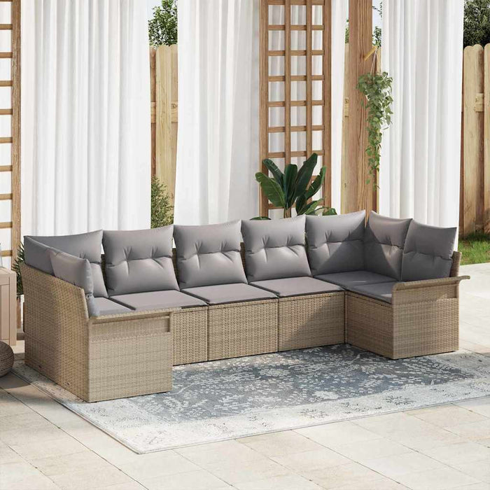 Set de canapele pentru grădină cu pernă 7 pcs Bej Rattan poli - WALTI WALTI
