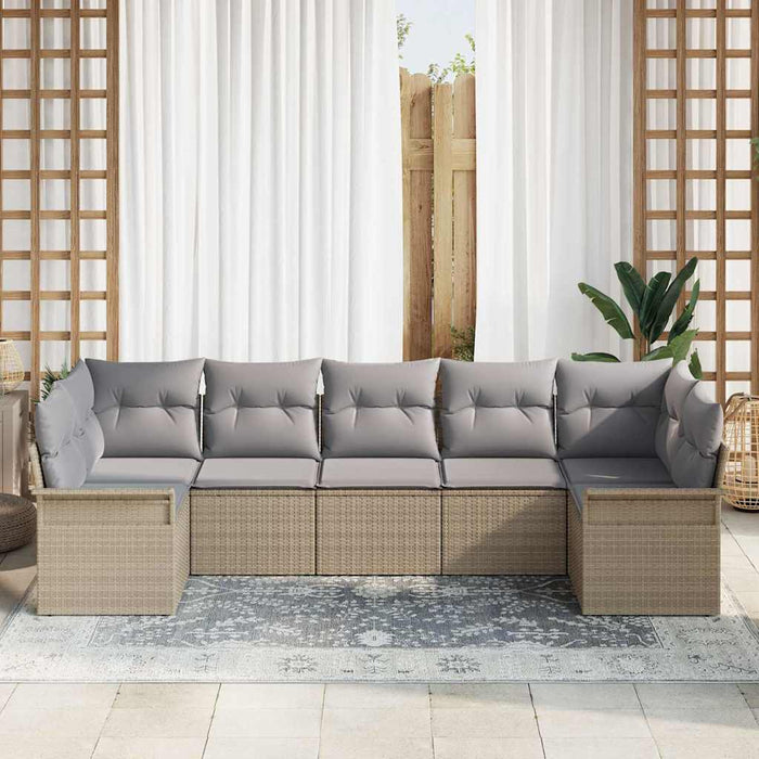 Set de canapele pentru grădină cu pernă 7 pcs Bej Rattan poli - WALTI WALTI