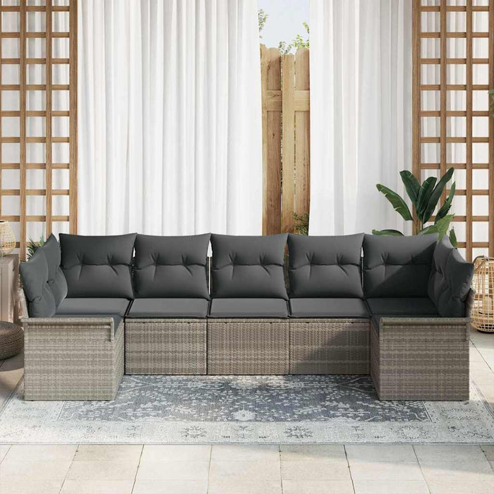 Set de canapele pentru grădină 7 pcs Gri deschis Rattan poli - WALTI WALTI