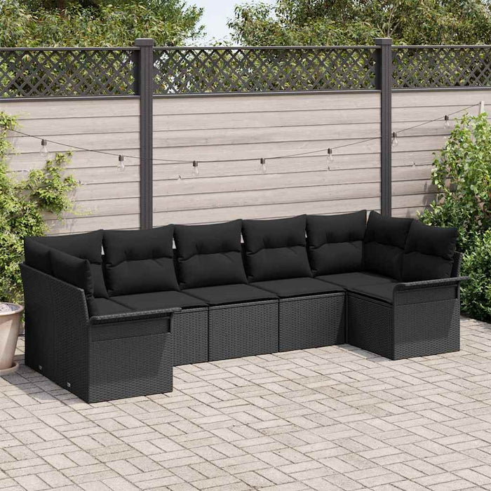 Set de canapele pentru grădină cu pernă 7 pcs Negru Rattan poli - WALTI WALTI