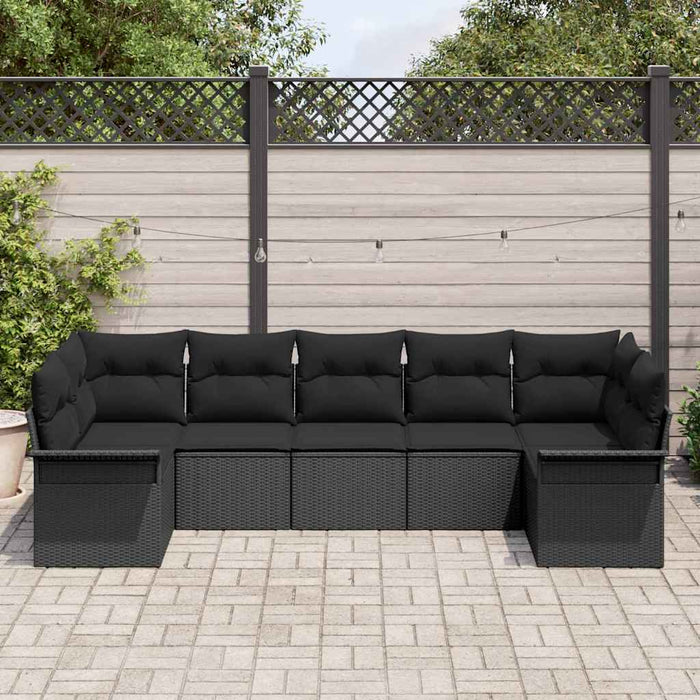 Set de canapele pentru grădină cu pernă 7 pcs Negru Rattan poli - WALTI WALTI