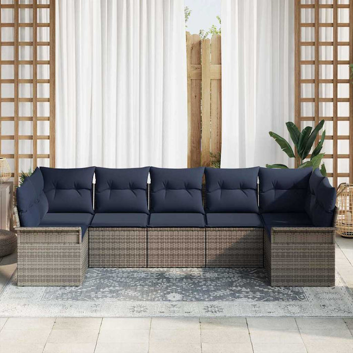 Set de canapele pentru grădină cu pernă 7 pcs Gri Rattan poli - WALTI WALTI