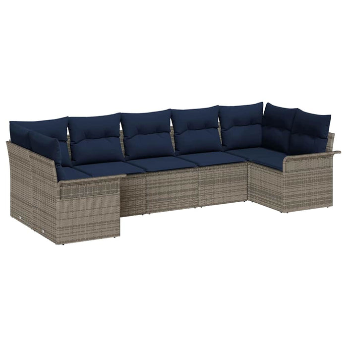 Set de canapele pentru grădină cu pernă 7 pcs Gri Rattan poli - WALTI WALTI