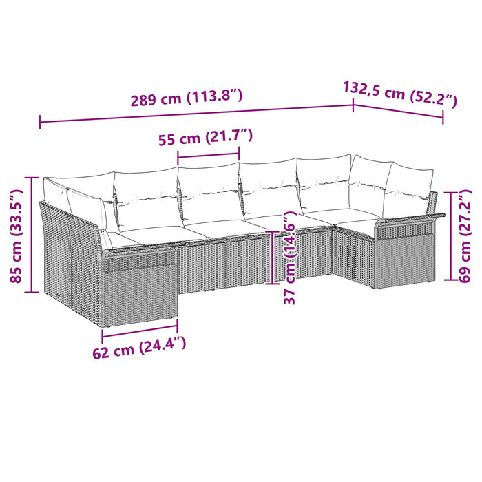 Set de canapele pentru grădină cu pernă 7 pcs Gri Rattan poli - WALTI WALTI
