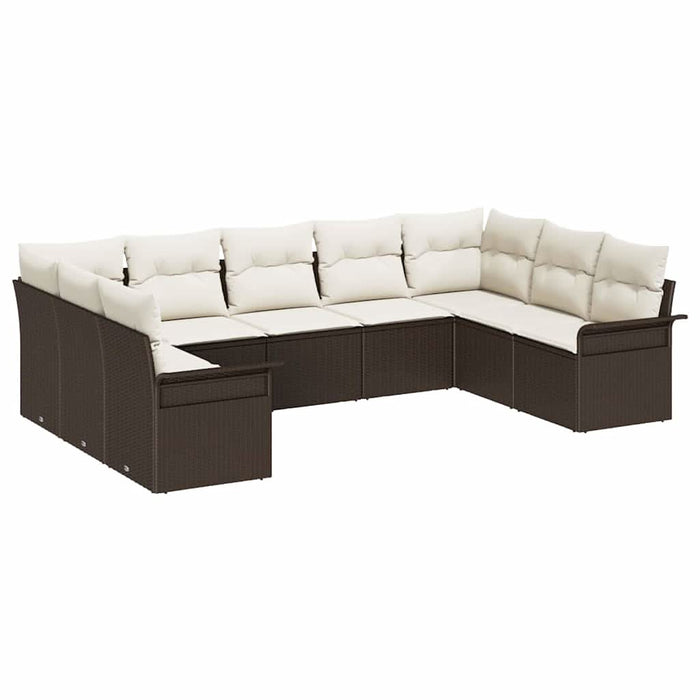 Set de canapele pentru grădină cu pernă 9 pcs Maro Rattan poli - WALTI WALTI