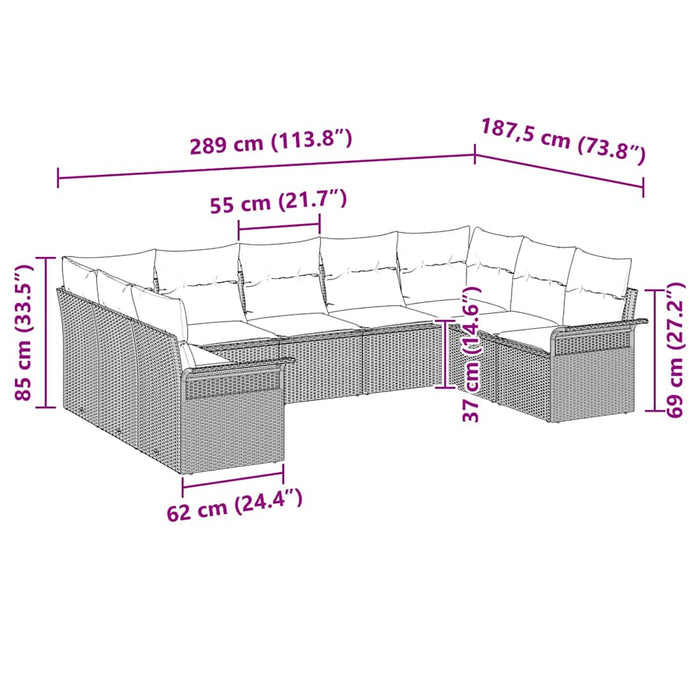 Set de canapele pentru grădină cu pernă 9 pcs Maro Rattan poli - WALTI WALTI