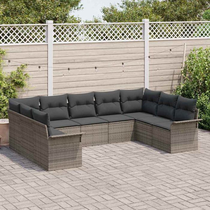 Set de canapele pentru grădină cu pernă 9 pcs Gri Rattan poli - WALTI WALTI