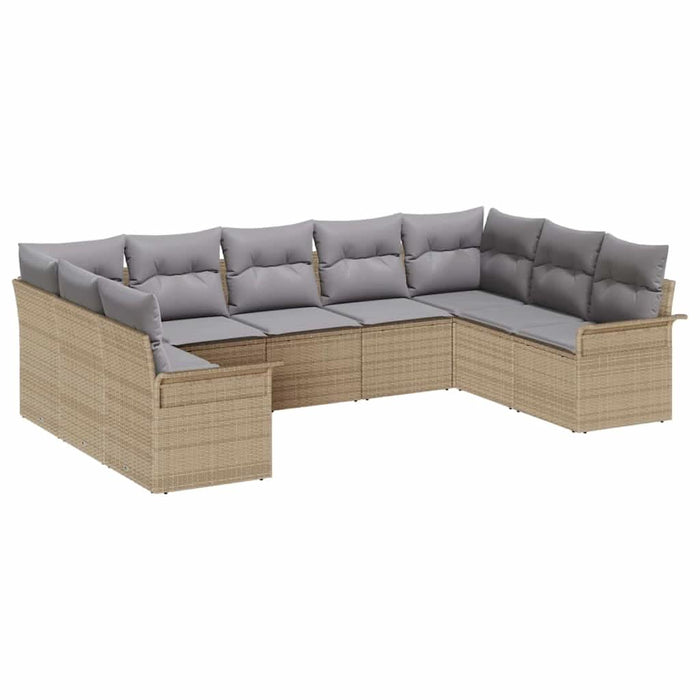 Set de canapele pentru grădină cu pernă 9 pcs Bej Rattan poli - WALTI WALTI