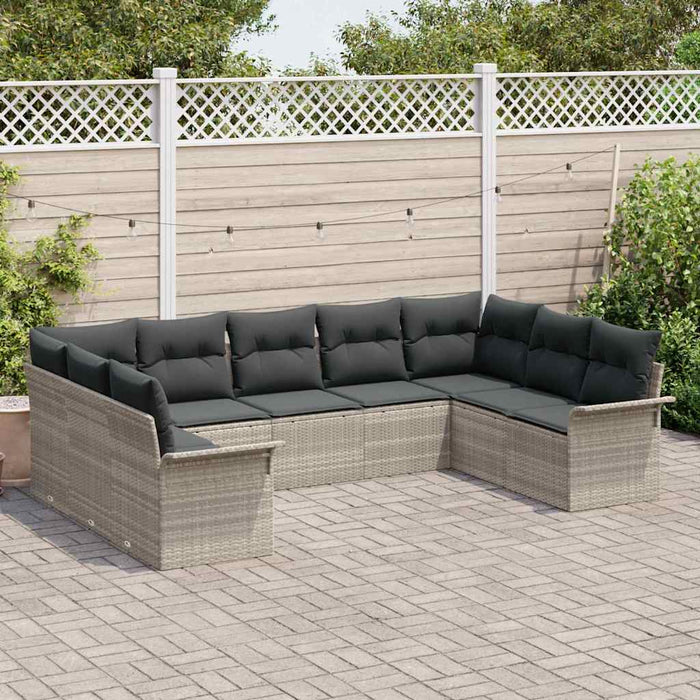 Set de canapele pentru grădină 9 pcs Gri deschis Rattan poli - WALTI WALTI