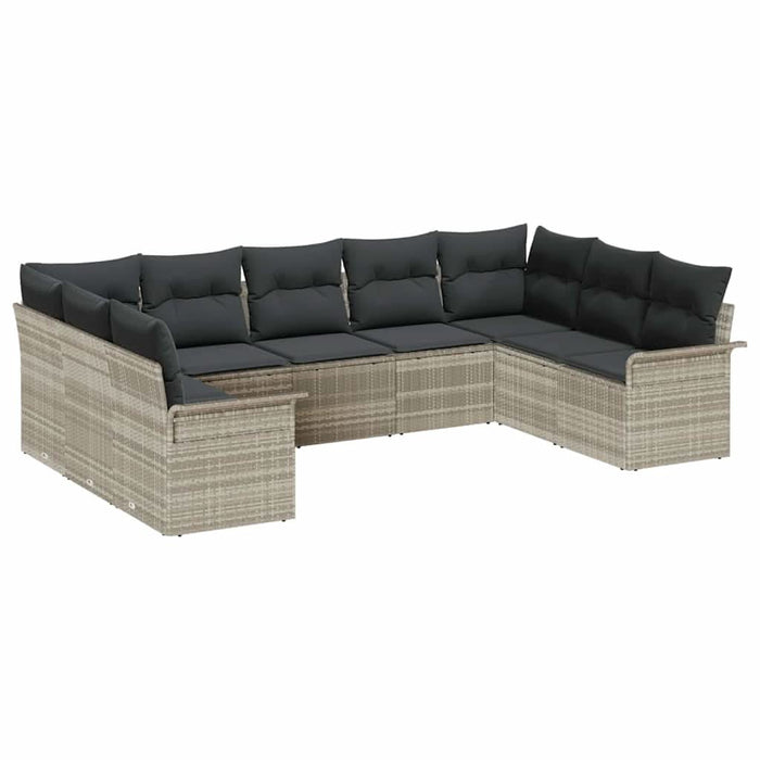 Set de canapele pentru grădină 9 pcs Gri deschis Rattan poli - WALTI WALTI