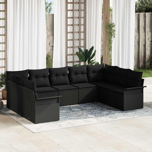 Set de canapele pentru grădină cu pernă 9 pcs Negru Rattan poli - WALTI WALTI