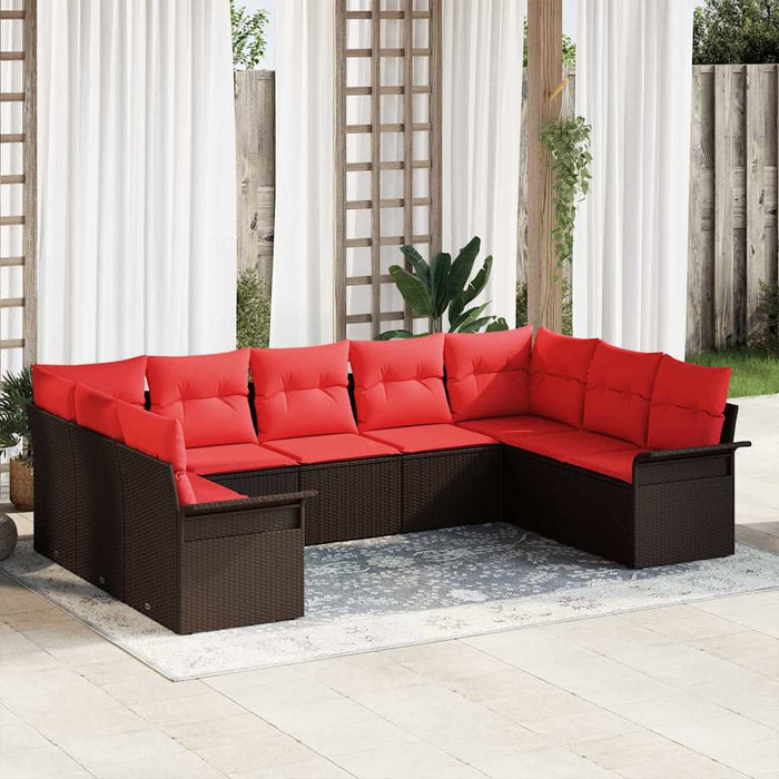 Set de canapele pentru grădină cu pernă 9 pcs Maro poliratan - WALTI WALTI