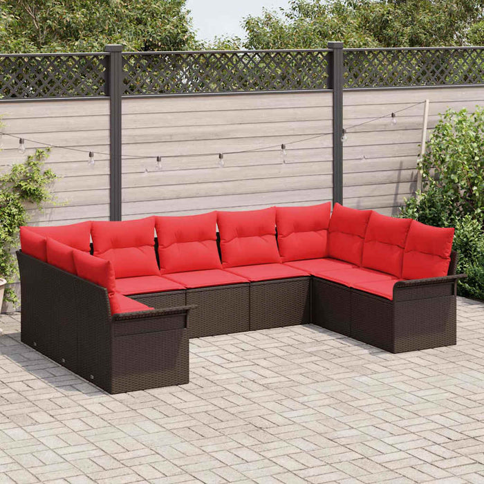 Set de canapele pentru grădină cu pernă 9 pcs Maro poliratan - WALTI WALTI