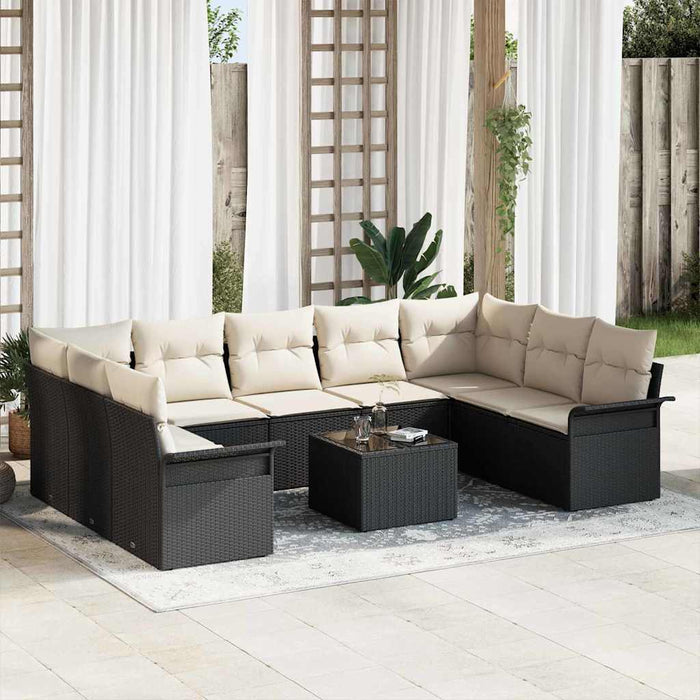 Set de canapele pentru grădină 10 pcs Negru Rattan poli - WALTI WALTI