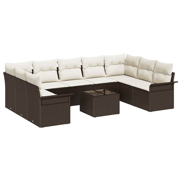 Set de canapele pentru grădină cu pernă 10 pcs Maro Rattan poli - WALTI WALTI