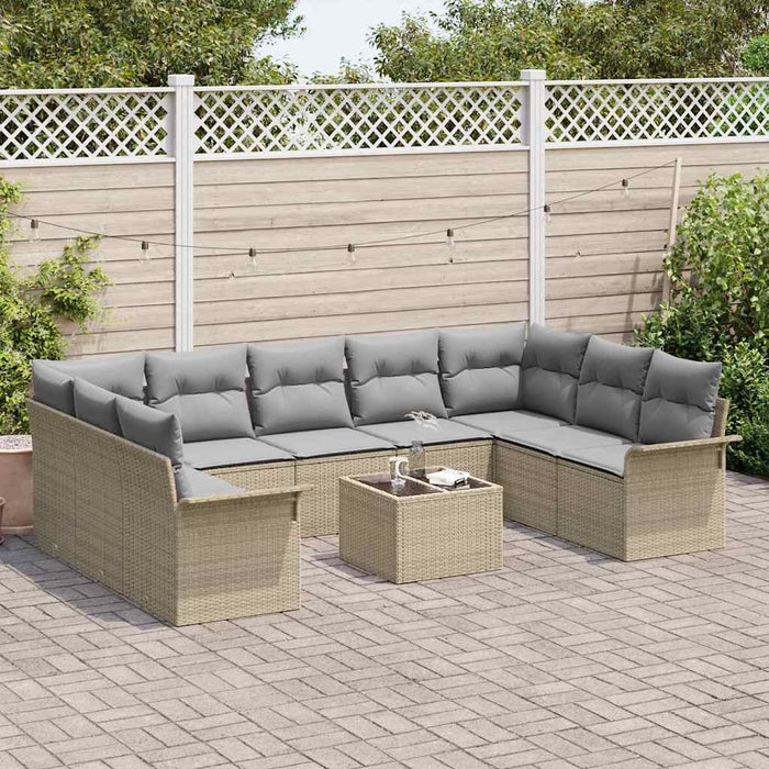 Set de canapele pentru grădină cu pernă 10 pcs Bej Rattan poli - WALTI WALTI