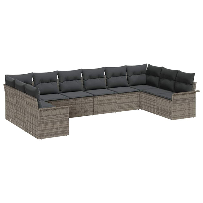 Set de canapele pentru grădină cu pernă 10 pcs Gri Rattan poli - WALTI WALTI