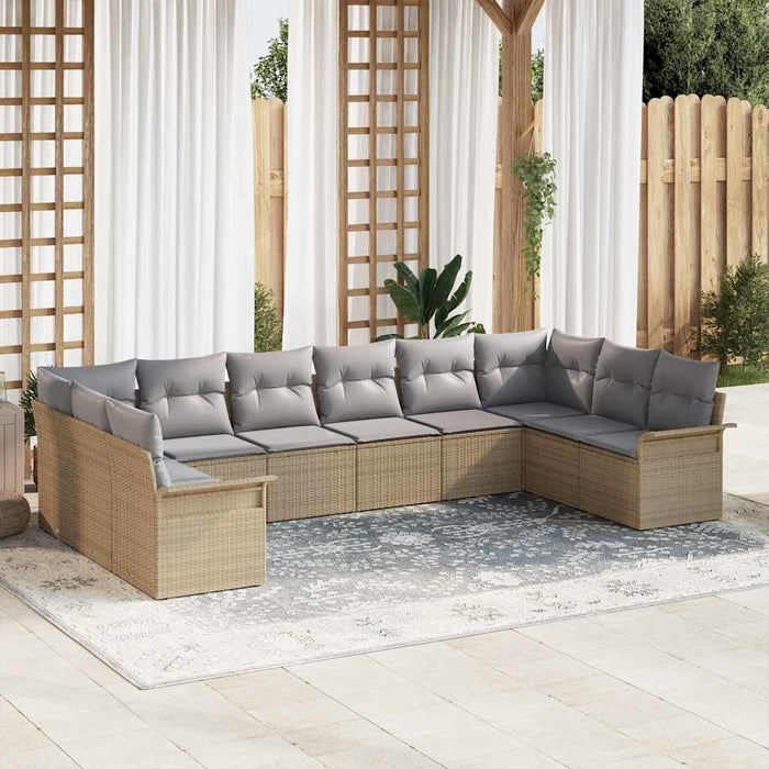 Set de canapele pentru grădină cu pernă 10 pcs Bej Rattan poli - WALTI WALTI